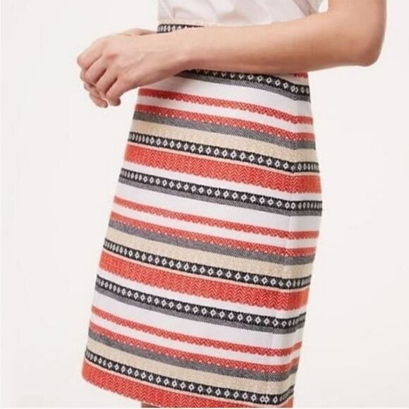 Loft Women's Multicolor Striped Back Zip Woven Mini Jacquard Skirt 4 - Picture 2 of 11